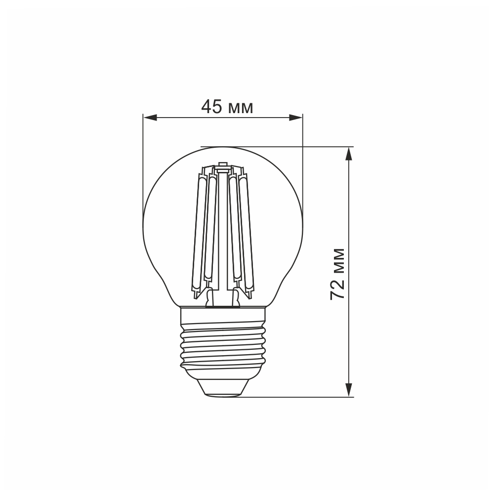 LED лампа VIDEX Filament G45FA 6W E27 2200K бронза