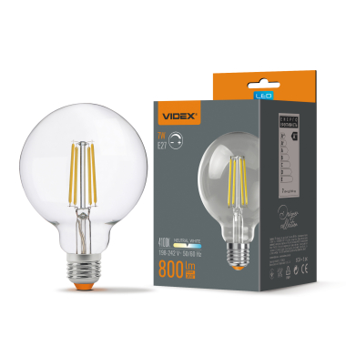 LED лампа VIDEX Filament G95FD 7W E27 4100K дімерна - фото