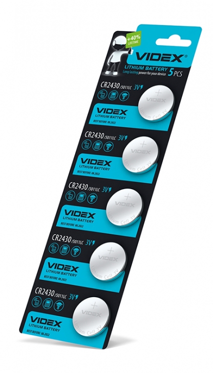 Батарейка літієва Videx CR2430 5шт BLISTER CARD