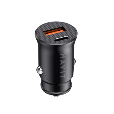 Автомобільний зарядний пристрій HAVIT HV-CC2022 20W USB+USB-C Black - фото