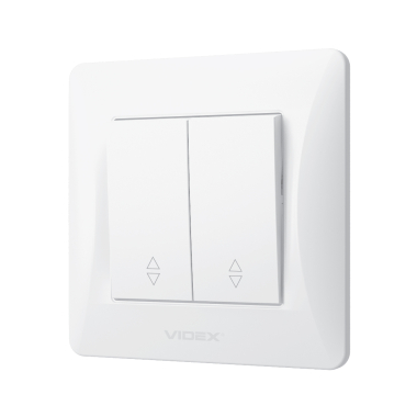 Вимикач двоклавішний прохідний білий VIDEX BINERA - фото №3