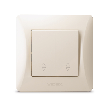 Вимикач двоклавішний прохідний кремовий VIDEX BINERA - фото №2