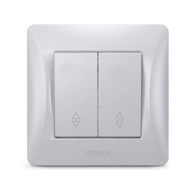 Вимикач двоклавішний прохідний срібний шовк VIDEX BINERA - фото №2