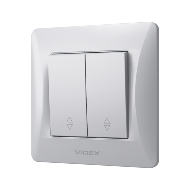 Вимикач двоклавішний прохідний срібний шовк VIDEX BINERA - фото №3