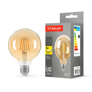 LED лампа TITANUM  Filament G95 6W E27 2200K бронза - фото