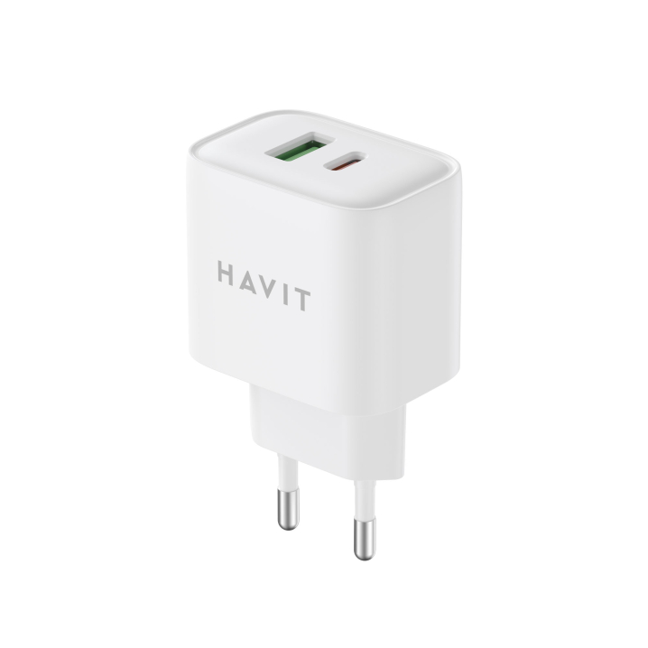 Зарядний пристрій HAVIT HV-UCP014 20W USB+USB-C White - фото