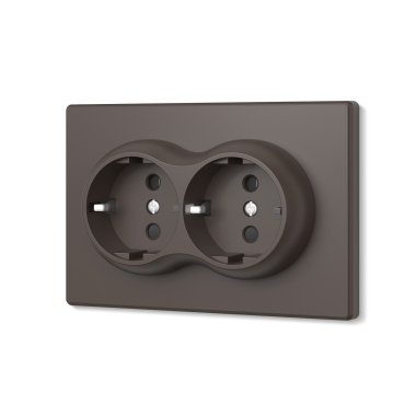 Розетка подвійна із заземленням мокко VIDEX NOTA (VF-NT-SK2G-BR) - фото