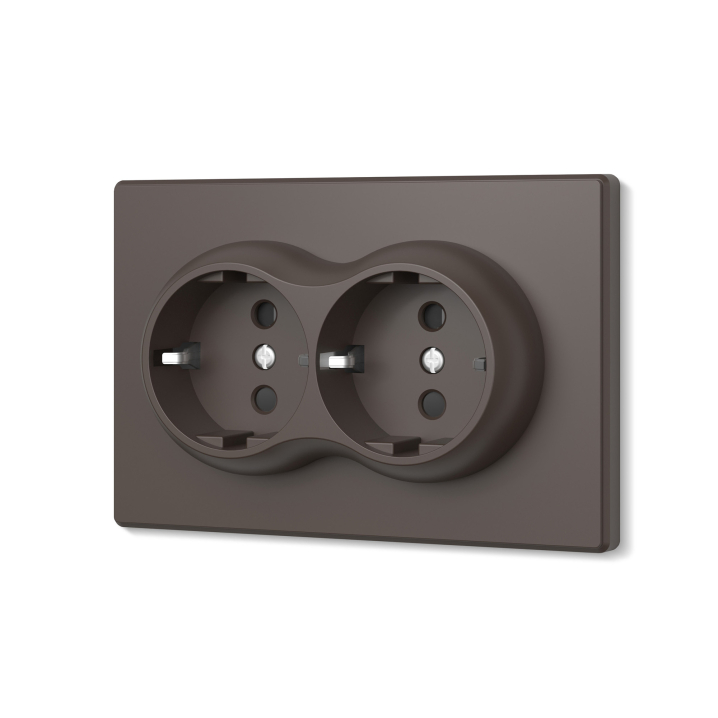 Розетка подвійна із заземленням мокко VIDEX NOTA (VF-NT-SK2G-BR) - фото