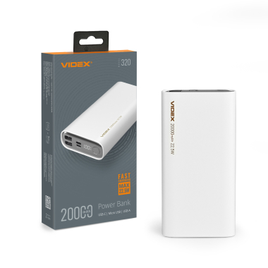 Повербанк 20000mAh VIDEX VPB-320 22.5W White - фото