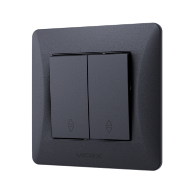 Вимикач двоклавішний прохідний чорний графіт VIDEX BINERA - фото №3