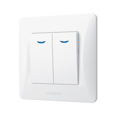 Switch 2 gang with LED backlight white VIDEX BINERA - photo №3