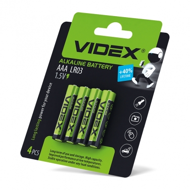 Alkaline battery Videx LR03/AAA 4pcs Blister Card