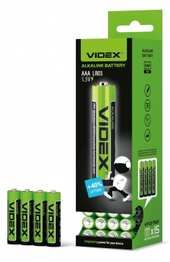 Батарейка щелочная Videx LR03/AAA 4шт SHRINK