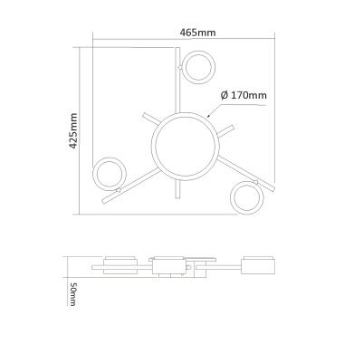 Світильник VIDEX під лампу 3xGX53 накладний з підсвіткою чорний VL-SPF20B-BB - фото №5
