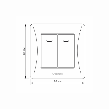 Вимикач двоклавішний з підсвіткою срібний шовк VIDEX BINERA - фото №5
