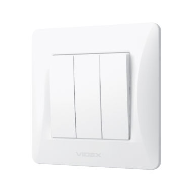 Вимикач трьохклавішний білий VIDEX BINERA - фото №3