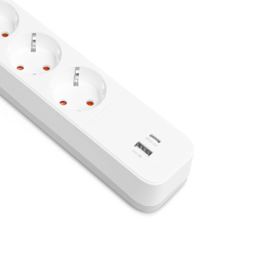 Мережевий подовжувач VIDEX ONCORD з/з 4п 3м (3x1.5мм) 3.4А USB(QC3.0) +USB-C(PD20W) з кнопкою White - фото №4