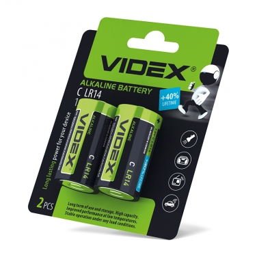Alkaline battery Videx LR14/C 2pcs BLISTER CAR
