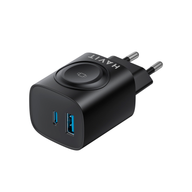 Зарядний пристрій HAVIT HV-UC132 22W USB-A+USB-C+Watch Charger Black - фото №5