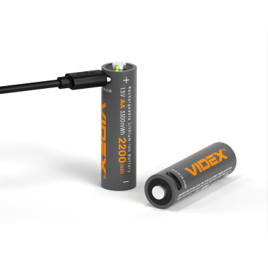 Акумулятор VIDEX Li-ion LIR6C/AA USBC-C 1.5V (захист) 2200mAh 2шт/Pack - фото №2