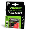 Батарейка лужна Videx LR03/AAA Turbo 4шт BLISTER - фото 