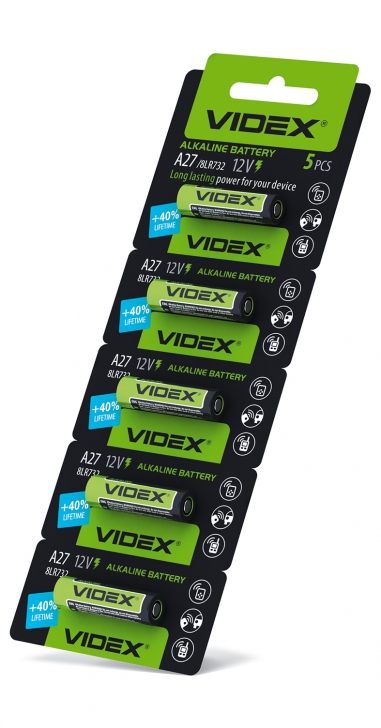 Батарейка лужна Videx А27 5шт BLISTER CARD