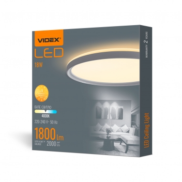 LED світильник з декоративною підсвіткою круглий VIDEX DL3R 18W 4000K Білий