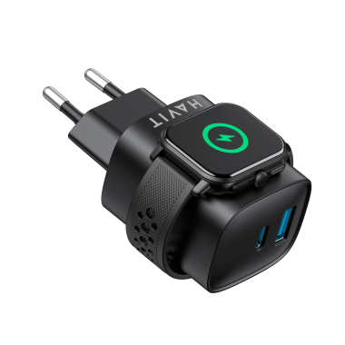 Зарядний пристрій HAVIT HV-UC132 22W USB-A+USB-C+Watch Charger Black - фото №6