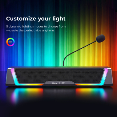 Ігрова колонка SOUNDBAR HAVIT SK221 6W USB+BT RGB Black+Gray - фото №4