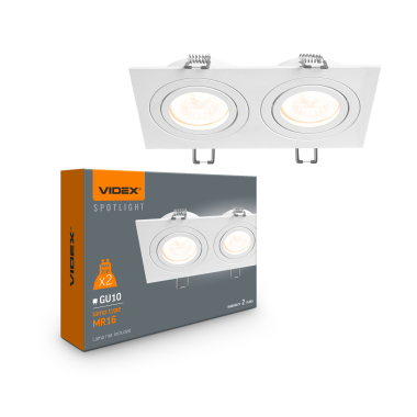 Світильник VIDEX під лампу 2xGU10 врізний Білий (VL-SPF23S-W) - фото