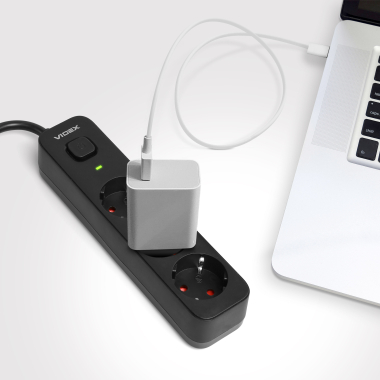 Мережевий подовжувач VIDEX ONCORD з/з 3п 3м (3x1.5мм) з кнопкою Black - фото №10