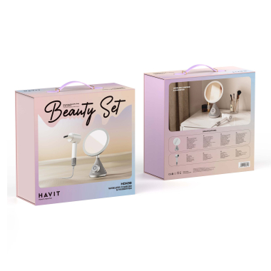 Набір 5в1 HAVIT HDK88 "Beauty Set" Дзеркало + Фен + Зарядка + Динамік - фото №13