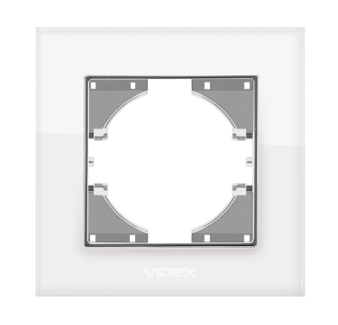 Frame 1 gang horizontal white glass VIDEX BINERA - photo №2