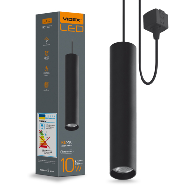LED світильник підвісний трековий VIDEX 10W 4100K чорний - фото