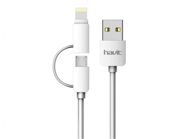 Кабель HAVIT HV-CB610X Micro USB + Lightning 1м, White - фото