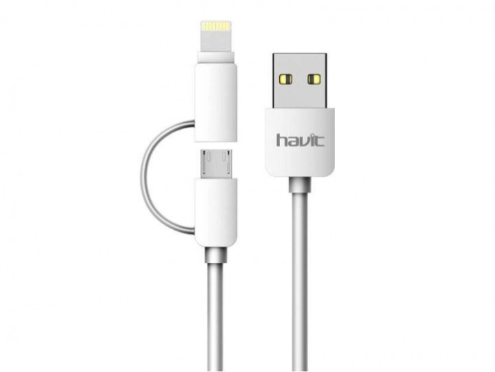 Кабель HAVIT HV-CB610X Micro USB + Lightning 1м, White - фото