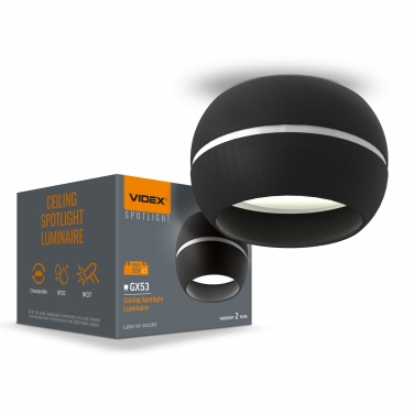 Ceiling spotlight luminaire VIDEX for GX53 lamp VL-SPF16A-B Black