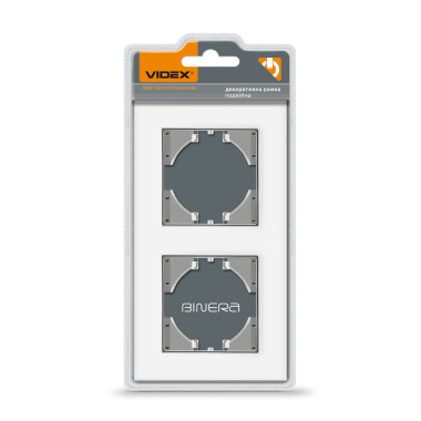 Frame 2 gang horizontal white glass VIDEX BINERA - photo