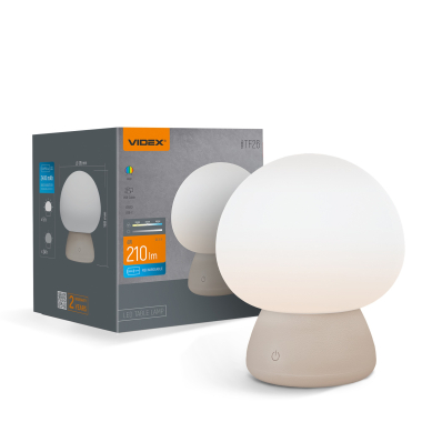 LED лампа настiльна з акумулятором VIDEX VL-TF26BG 4W 3000-6500K+RGB Beige - фото