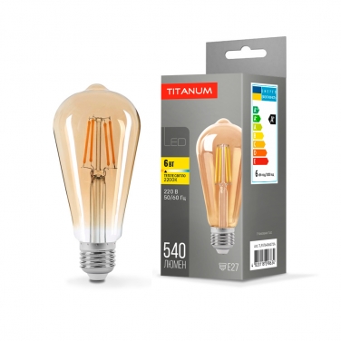 LED lamp TITANUM Filament ST64 6W E27 2200K bronze