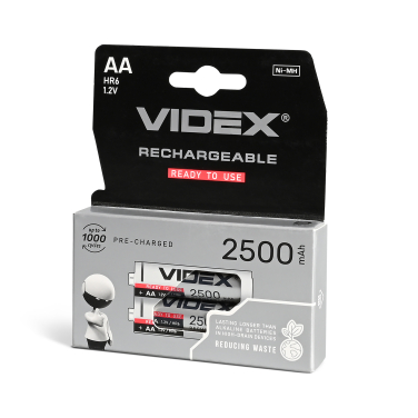 Акумулятори Videx HR6/AA 2500mAh double blister/2шт - фото