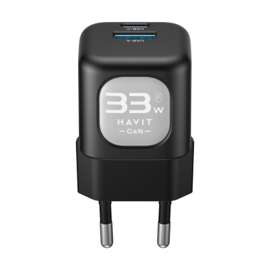 Зарядний пристрій HAVIT HV-UC230 GaN 33W USB-A+USB-C Black - фото №2