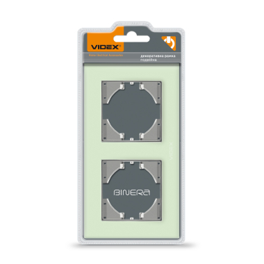 Рамка зелене скло на 2 місця горизонтальна VIDEX BINERA - фото