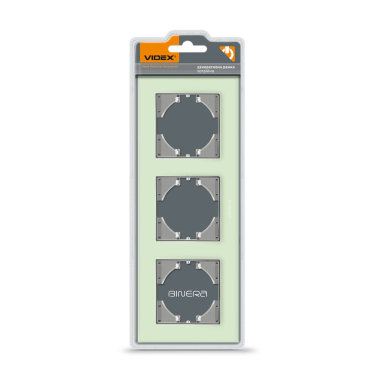 Рамка зелене скло на 3 місця горизонтальна VIDEX BINERA - фото