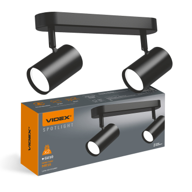 Ceiling Spotlight Luminaire VIDEX for 2xGU10 lamp VL-SPF05B-BPB Black