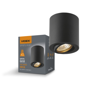 Світильник VIDEX під лампу GU10 накладний Чорний VL-SPF12A-B - фото