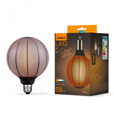 LED лампа VIDEX Filament VL-DG125BN 6W E27 1800K Black Magician pine needles - фото