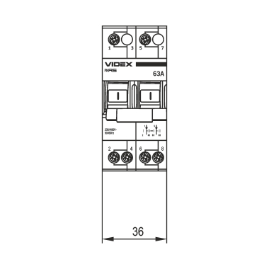 Перемикач навантаження 2п 63А VF-RS-PN263 VIDEX RESIST - фото №5
