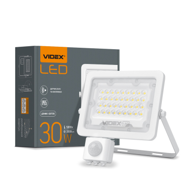 LED прожектор VIDEX F2e 30W 5000K з датчиком руху та освітленості - фото