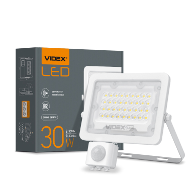 LED прожектор VIDEX F2e 30W 5000K з датчиком руху та освітленості - фото